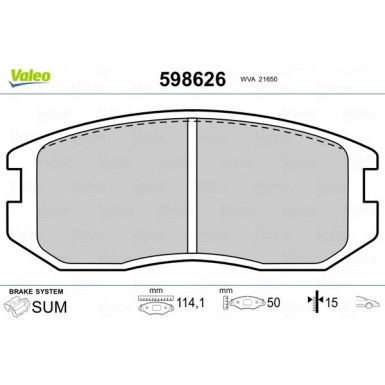 Valeo | Bremsbelagsatz, Scheibenbremse | 598626