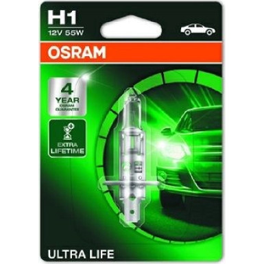 Osram | Glühlampe, Fernscheinwerfer | Ultra Life H1 Einzelblister | 64150ULT-01B