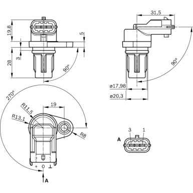 BOSCH | Sensor, Nockenwellenposition | 0 232 103 097