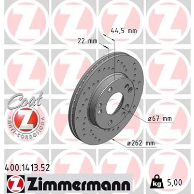 Zimmermann | Bremsscheibe | 400.1413.52