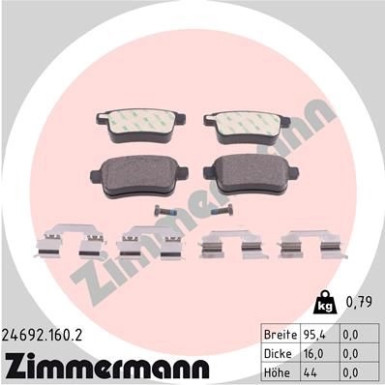 Zimmermann | Bremsbelagsatz, Scheibenbremse | 24692.160.2