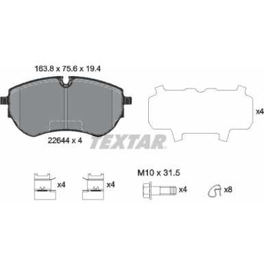 Textar | Bremsbelagsatz, Scheibenbremse | 2264401