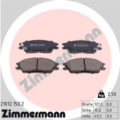 Zimmermann | Bremsbelagsatz, Scheibenbremse | 21012.150.2