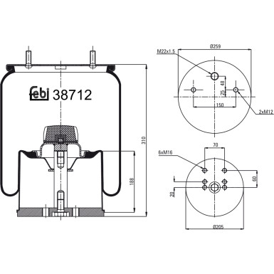 FEBI BILSTEIN 38712 Federbalg, Luftfederung