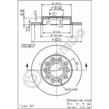 Brembo | Bremsscheibe | 08.9136.11