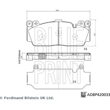 Blue Print | Bremsbelagsatz, Scheibenbremse | ADBP420033