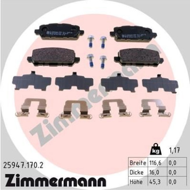 Zimmermann | Bremsbelagsatz, Scheibenbremse | 25947.170.2