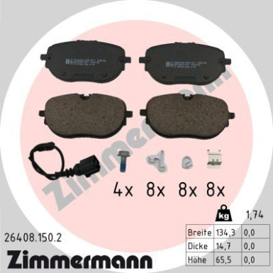 Zimmermann | Bremsbelagsatz, Scheibenbremse | 26408.150.2 Zimmermann | Bremsbelagsatz, Scheibenbremse | 26408.150.2