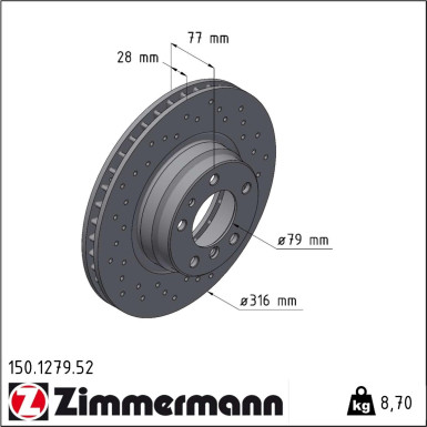 Zimmermann | Bremsscheibe | 150.1279.52