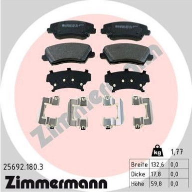 Zimmermann | Bremsbelagsatz, Scheibenbremse | 25692.180.3