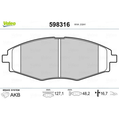 Valeo | Bremsbelagsatz, Scheibenbremse | 598316