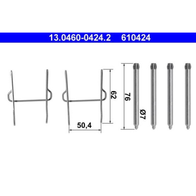 ATE | Zubehörsatz, Scheibenbremsbelag | 13.0460-0424.2