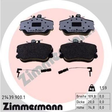 Zimmermann | Bremsbelagsatz, Scheibenbremse | 21439.900.1