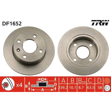 TRW | Bremsscheibe | DF1652