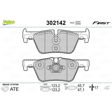 Valeo | Bremsbelagsatz, Scheibenbremse | 302142