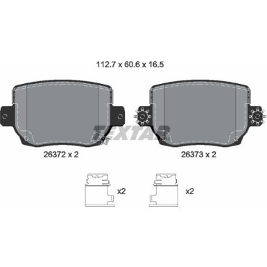 Textar | Bremsbelagsatz, Scheibenbremse | 2637201