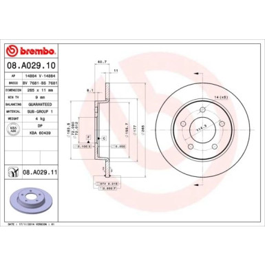 Brembo | Bremsscheibe | 08.A029.11