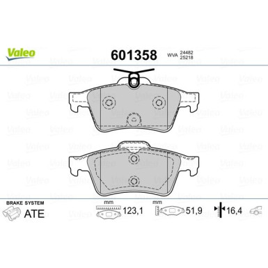 Valeo | Bremsbelagsatz, Scheibenbremse | 601358