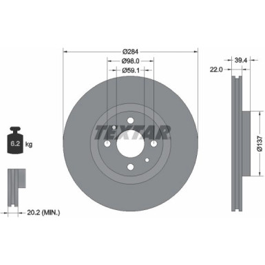 Textar | Bremsscheibe | 92055203