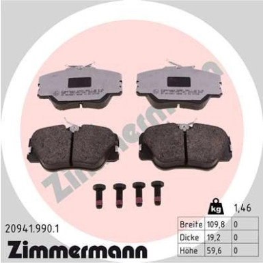 Zimmermann | Bremsbelagsatz, Scheibenbremse | 20941.990.1