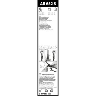 BOSCH AR 652 S Scheibenwischer Aerotwin Retrofit 3 397 007 566