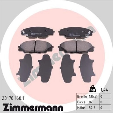 Zimmermann | Bremsbelagsatz, Scheibenbremse | 23178.160.1