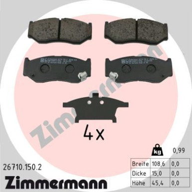 Zimmermann | Bremsbelagsatz, Scheibenbremse | 26710.150.2