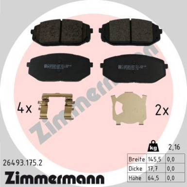 Zimmermann | Bremsbelagsatz, Scheibenbremse | 26493.175.2