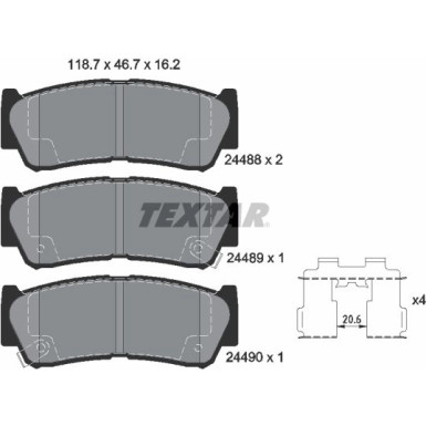 Textar | Bremsbelagsatz, Scheibenbremse | 2448801