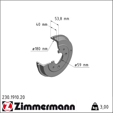 Zimmermann | Bremstrommel | 230.1910.20