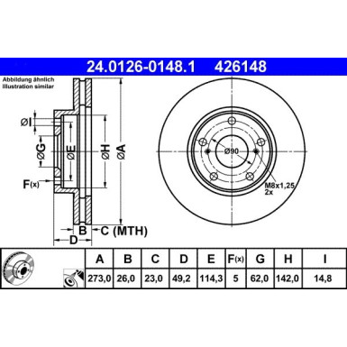 ATE | Bremsscheibe | 24.0126-0148.1