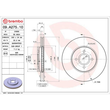 Brembo | Bremsscheibe | 09.A275.10 Brembo | Bremsscheibe | 09.A275.10