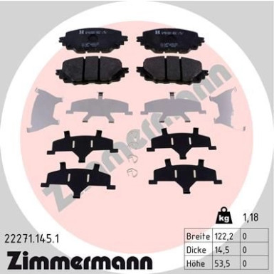 Zimmermann | Bremsbelagsatz, Scheibenbremse | 22271.145.1