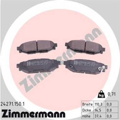 Zimmermann | Bremsbelagsatz, Scheibenbremse | 24271.150.1