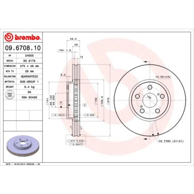 Brembo | Bremsscheibe | 09.6708.10