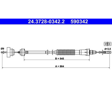 ATE | Seilzug, Kupplungsbetätigung | 24.3728-0342.2