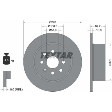 Textar | Bremsscheibe | 92075503