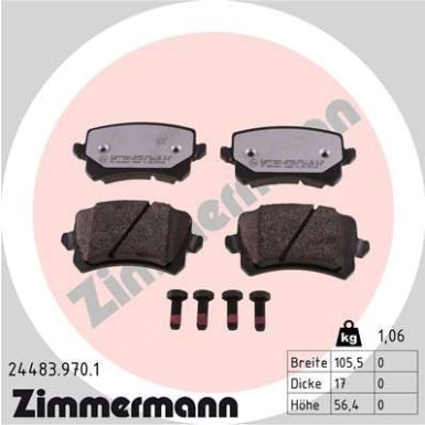 Zimmermann | Bremsbelagsatz, Scheibenbremse | 24483.970.1