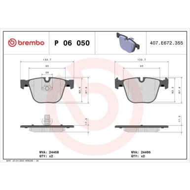 Brembo | Bremsbelagsatz, Scheibenbremse | P 06 050