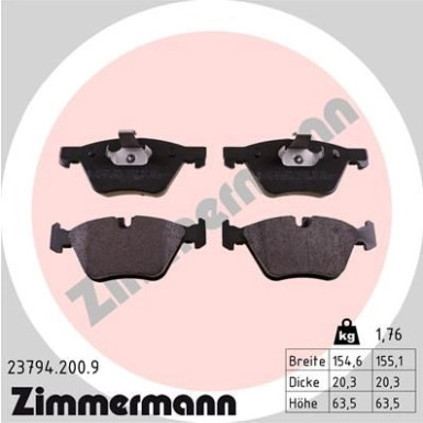 Zimmermann | Bremsbelagsatz, Scheibenbremse | 23794.200.9