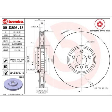 Brembo | Bremsscheibe | 09.D896.13