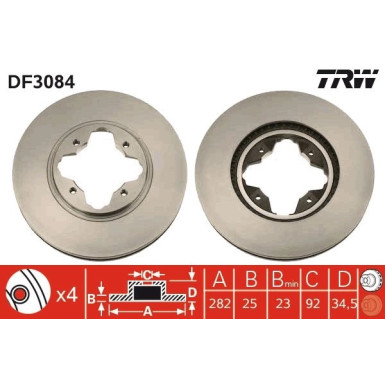 TRW | Bremsscheibe | DF3084