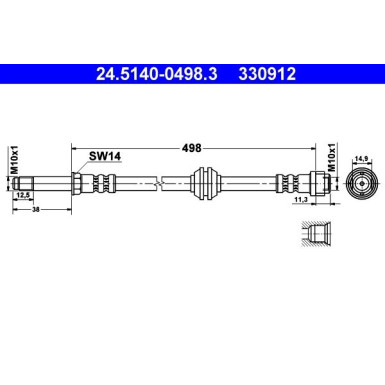 ATE | Bremsschlauch | 24.5140-0498.3