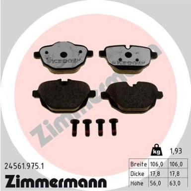 Zimmermann | Bremsbelagsatz, Scheibenbremse | 24561.975.1