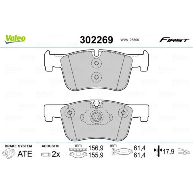 Valeo | Bremsbelagsatz, Scheibenbremse | 302269