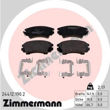 Zimmermann | Bremsbelagsatz, Scheibenbremse | 24412.190.2