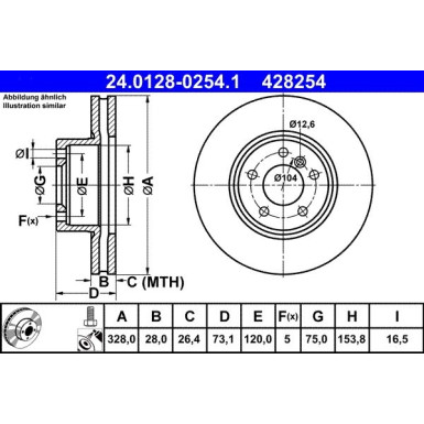 ATE | Bremsscheibe | 24.0128-0254.1