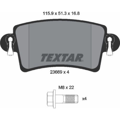 Textar | Bremsbelagsatz, Scheibenbremse | 2366901