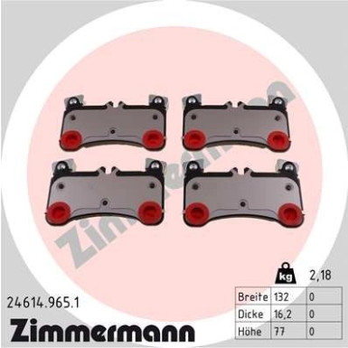 Zimmermann | Bremsbelagsatz, Scheibenbremse | 24614.965.1