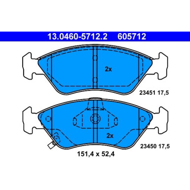 ATE | Bremsbelagsatz, Scheibenbremse | 13.0460-5712.2